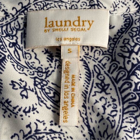 Laundry by Shelli Segal white blue paisley sleeveless blouse S top small M fit - Picture 2 of 16